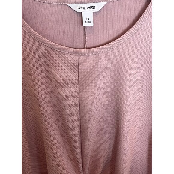 Nine West Long Sleeve Knit Dress Ribbed Twist Front Blush Pink Grape Sz M - Picture 12 of 13